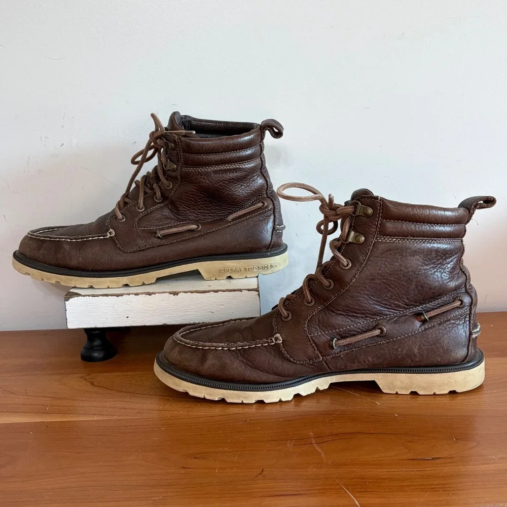 Sperry Top-Sider Mens STS14151 Waterproof Leather Moc Toe Boots Brown 10.5M